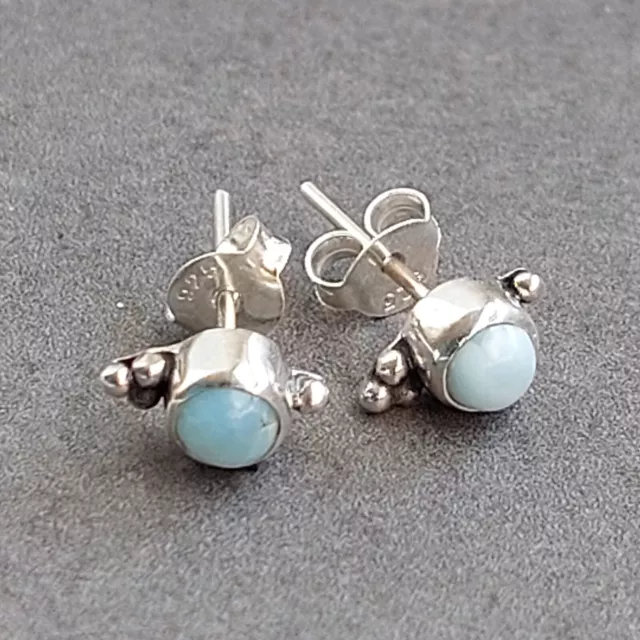 Ohrstecker 925 Sterling Silber Larimar  Schmuck Boho Bali Festival Hippie türkis