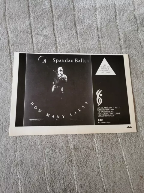 Tpgm16 Advert 5X8 Spandau Ballet : 'How Many Lies?'