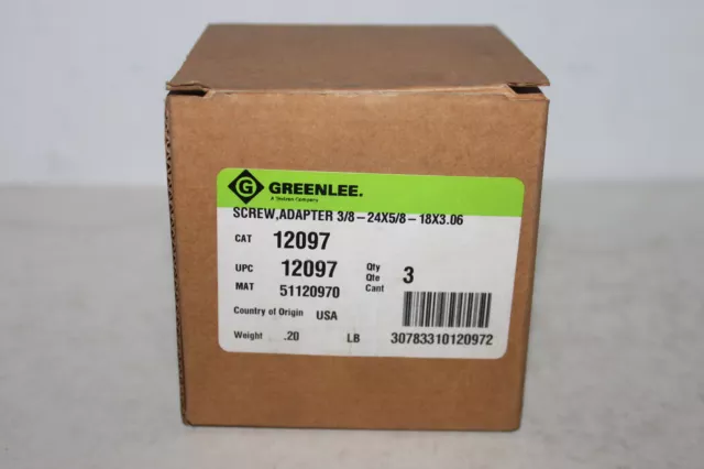 NEW lot of 3 Greenlee Screw Adapter 12097