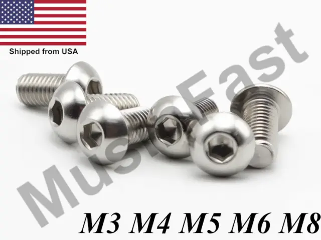 M3 M4 M5 M6 M8 Stainless Steel Button Head Socket Screw A2 Hex-Key Metric