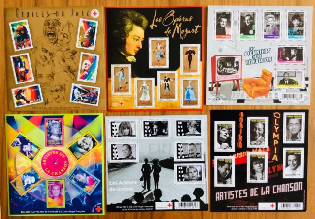 6 Bloc feuillet Timbres neufs Collection jeunesse CULTURE Jazz TV MOZART OLYMPIA