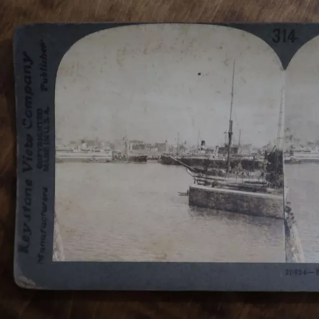 1880s Buenos Aires Argentina Harbor Entrance Ships Boats Stereoview Keystone  A4 3