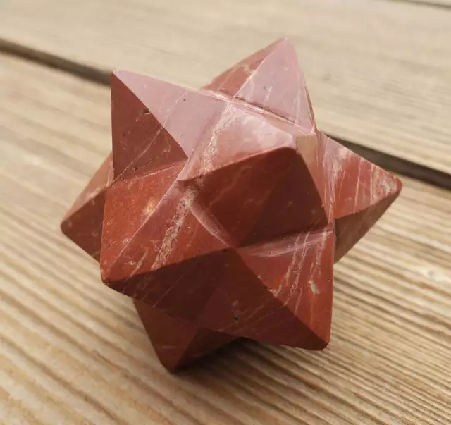 Large 12 Point Red Jasper Gemstone Merkaba Star (One)
