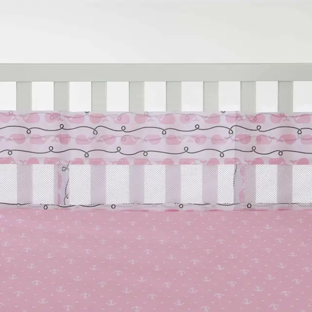 Nautica Kids Nursery Separates Whale/Rope Print Pink Secure-Me  Crib Liner only