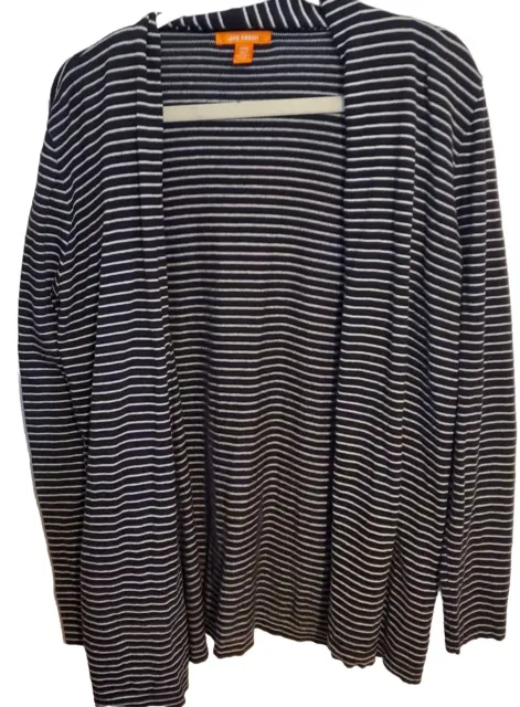 Joe Fresh Cotton Striped Long Sleeve  Womens XL Black/White Open Front Sweater