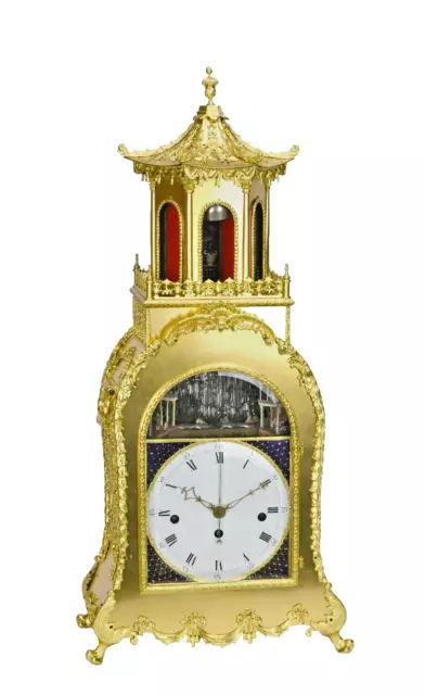 English George III Animated Musical Bell Striking Monk Gilt Bronze Bracket Clock