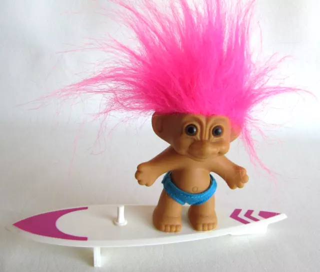 Vintage Russ Troll Doll Beach Surf Board Surfer Dude Ocean Pink Hair Summer