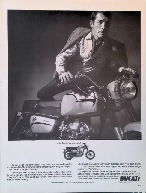 Vintage Print Ad 1966 Ducati Monza Italian Thoroughbred Motorcycle Man Jacket