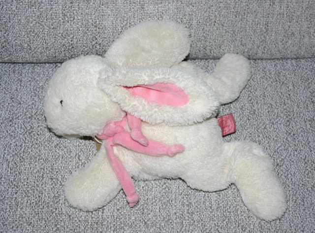 Doudou Et Compagnie Doudou Lapin Bonbon Blanc Rose 32 Cm Grand Modele Tbe