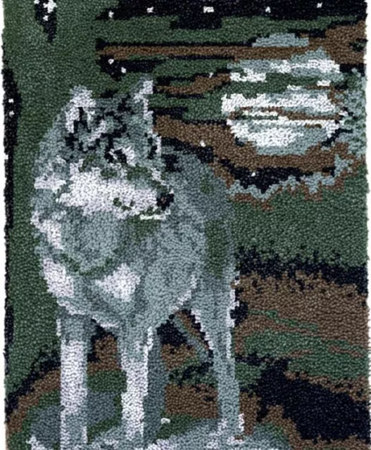 Rug Making Latch Hooking Kit | Night Wolf