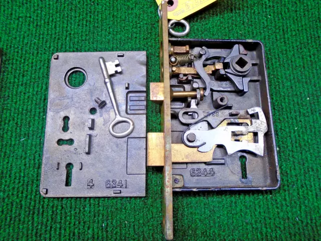 SARGENT 6341 PUSH BUTTON MORTISE LOCK 2 1/2" BS, w/KEY -FULLY RESTORED (18546)