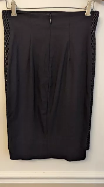 Zac Zac Posen Black Pencil Skirt Netting Sides Women's Size 2 2