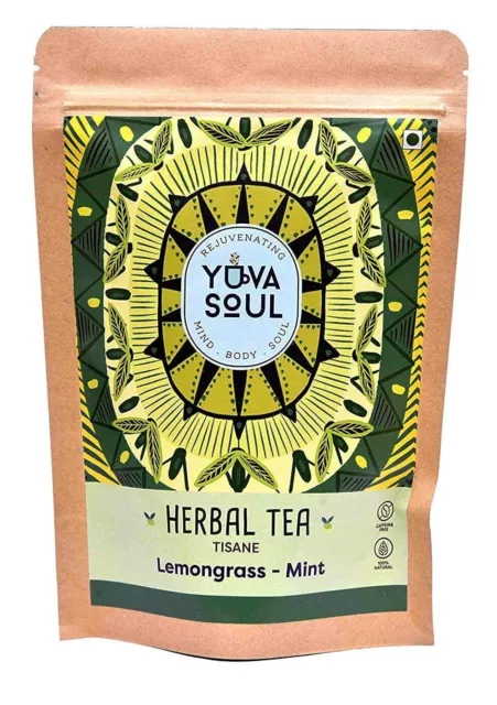 YUVA SOUL Lemongrass - Mint Herbal Tea | Sugar level | Skin Care | 75 Grams