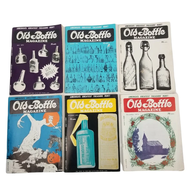 Vintage Old Bottle Magazine Jan - Dec 1973 Lot of 12 Insulators Bottles Relics
