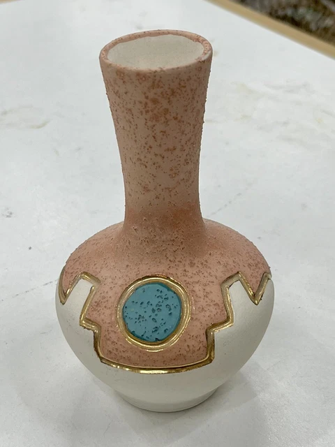 Kopa Pottery Native American Mini Vase Hand Painted AP126 22k Gold 5.5” (in1)