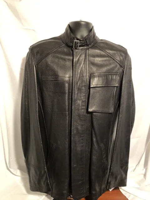 Belstaff Men’s Black Leather Coat - Large 3