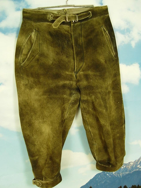 Antik alte und übervoll speckige Hirschleder Kniebund Lederhose Gr.46