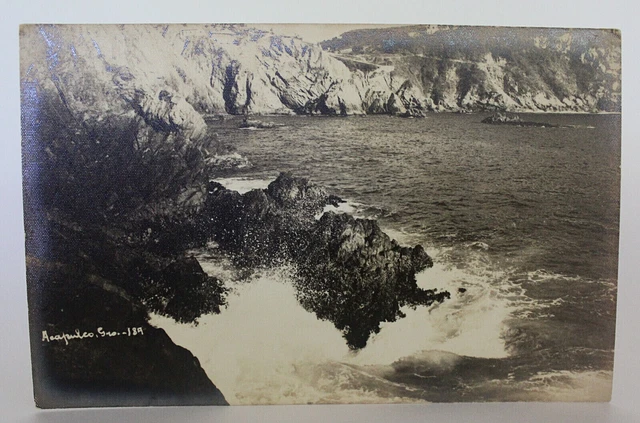 ACAPULCO MEXICO RPPC Real Photo Postcard Aerial View of the SEA from CLIFFS