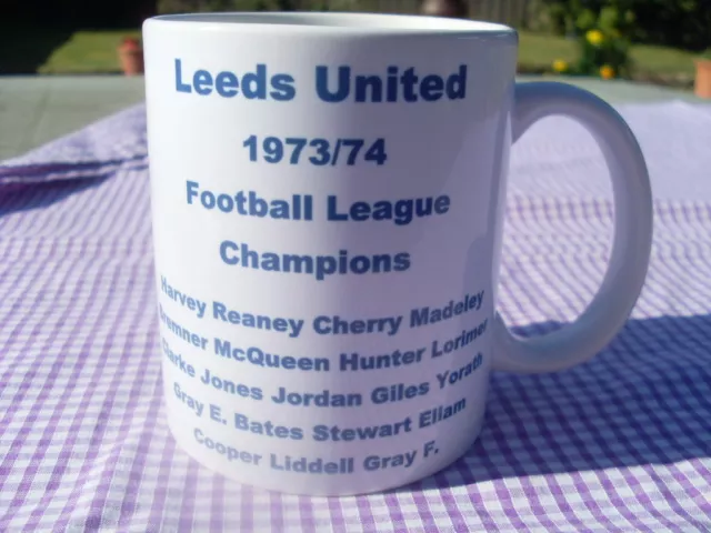 Leeds United 1973/74 Championship celebration mug 11oz Christmas Birthday Gift