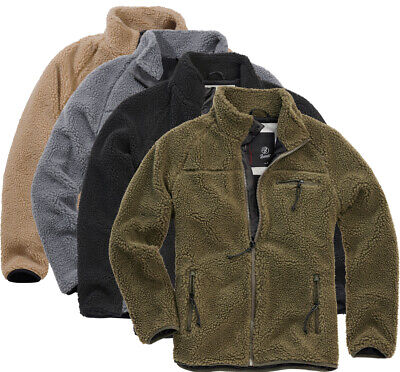Brandit Uomo Giacca Sudore Sport Felpa con cappuccio di pelliccia teddy nero taglia XL XLarge RRP £ 64 