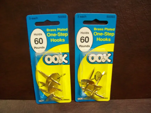 OOK 50093 60lb Brass Plated One Step Hooks / Hangers X15