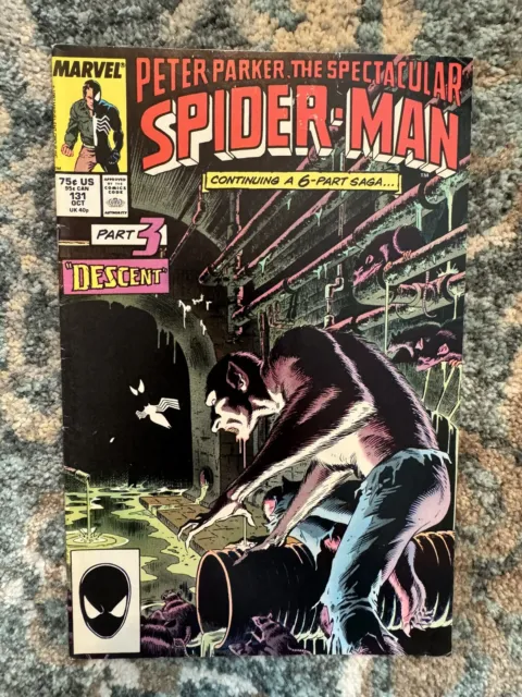 Spectacular Spiderman #131 Kraven's Last Hunt Pt 3 Descent, Mike Zeck (1987)