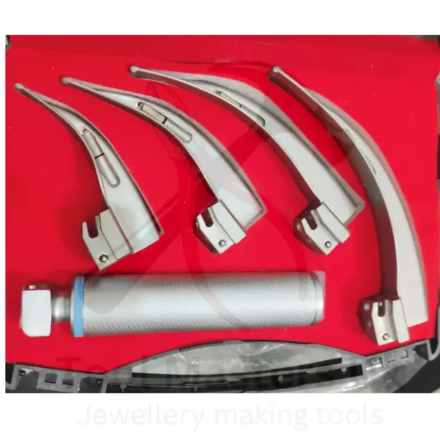 Laryngoscope Led Macintosh Intubation Set Of 4+ 1 Handle Ent Anesthesia