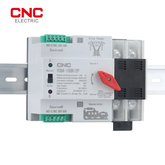 CNC YCQ4-100R/2P63A SINGLE Phase Din Rail ATS 220V Dual Power Automatic ...