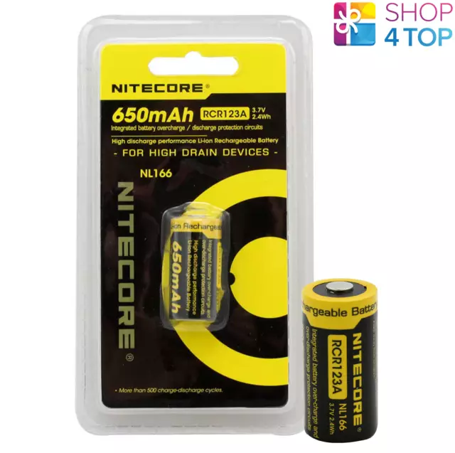 Nitecore, NL166, Batteria ricaricabile al Litio RCR123A 3.7V 650mAh