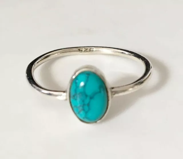 Sterling Silver Turquoise Ring Gemstone Stack Stackable Size 5 6 7 8 9 10 11 12