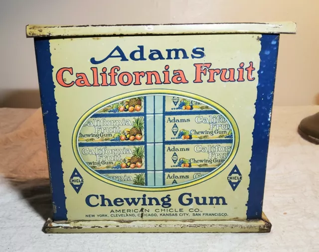 Antique Adams California Fruit Chewing Gum Store Display Tin American Chicle Co.