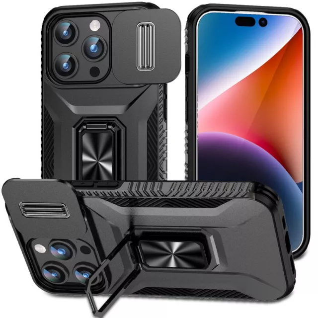 Para iPhone 15 Pro Max Armor carcasa de soporte de anillo deslizante antishock