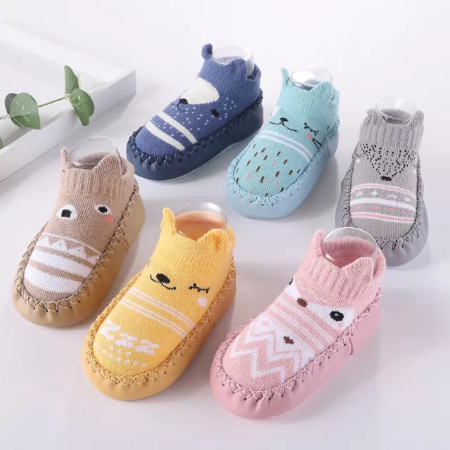 Kids Baby Boys Toddler Anti-slip Slippers Socks Girl Cotton Winter Boot Shoes uk 2
