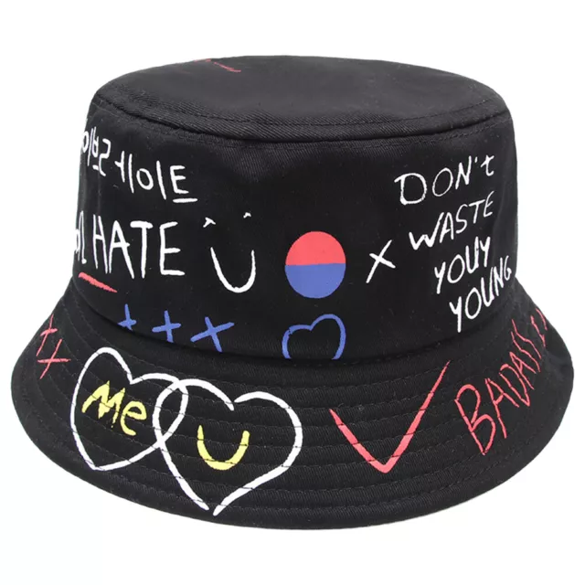 1 Top Doodle Love Fisherman Hat Personality Casual Sunblock Sun Hat Black DX ND2