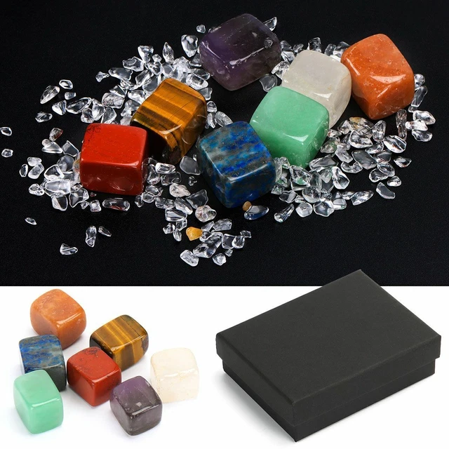 7 Chakra Stones Set Reiki Engraved Healing Quartz Crystal Worry Flat Gemstone