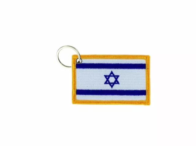 Keychain keyring embroidered embroidery patch double sided flag israel