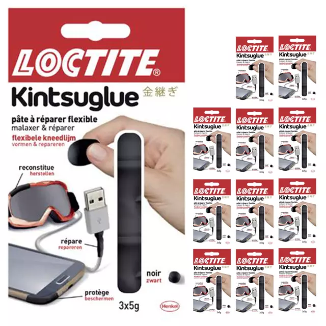 Loctite Klebeknete Montageknete Reparaturknete 36 X 5g (12 Paquets) en Noir