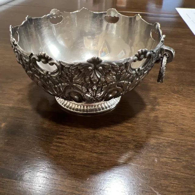 Vintage Raimond Silver  Plated bowl with carved ringed handles