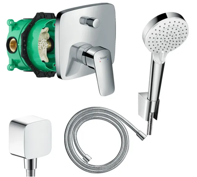 Hansgrohe Unterputz Logis Badewannenarmatur Armatur Set Wanne iBox Wanneneinlauf 3