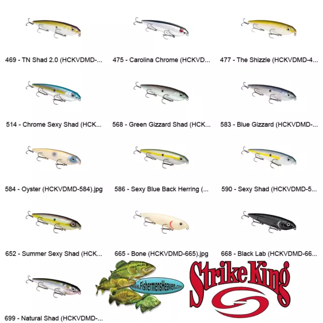 STRIKE KING TOPWATER Popping Perch PPKVD Any 21 Color Hollow Body