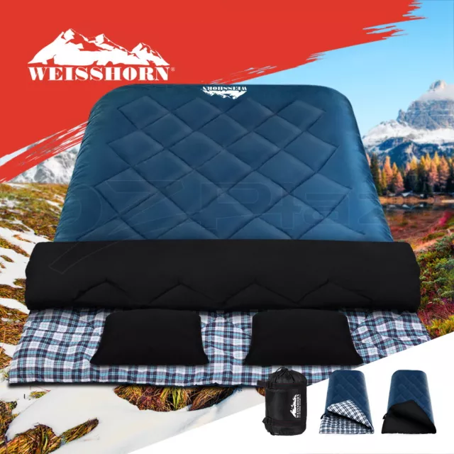 Weisshorn Sleeping Bag Bags Double Camping Hiking Tent Thermal Navy -10°C-15°C