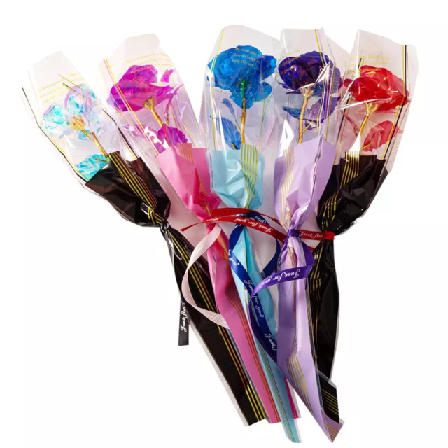 Eternal Rose Artificial Flower 24K Foil Rose Valentines Day Gifts For Girlfri:bj 2