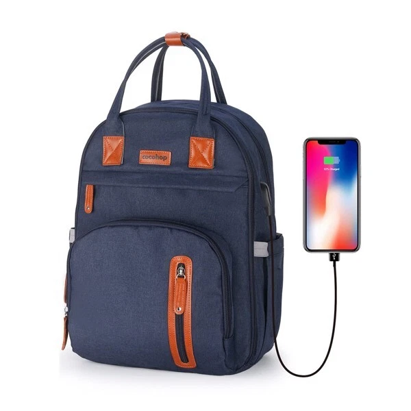 3 in 1 Baby Diaper Bag Backpack Foldable Crib w/Changing Pad USB Port Waterproof