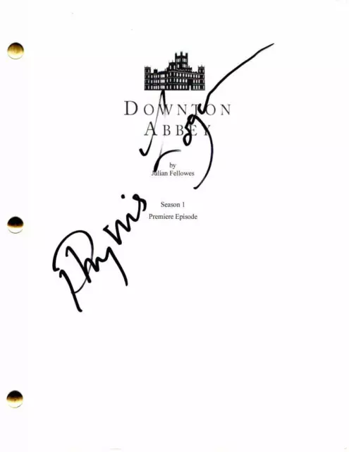 Phyllis Logan Signed Autograph - Downton Abbey Pilot Script - Hugh Bonneville