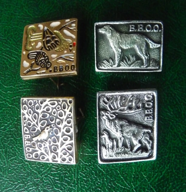 Set 4 USSR Soviet Badge Society of Hunters & Fishermen Sport Hunting Deer Dog