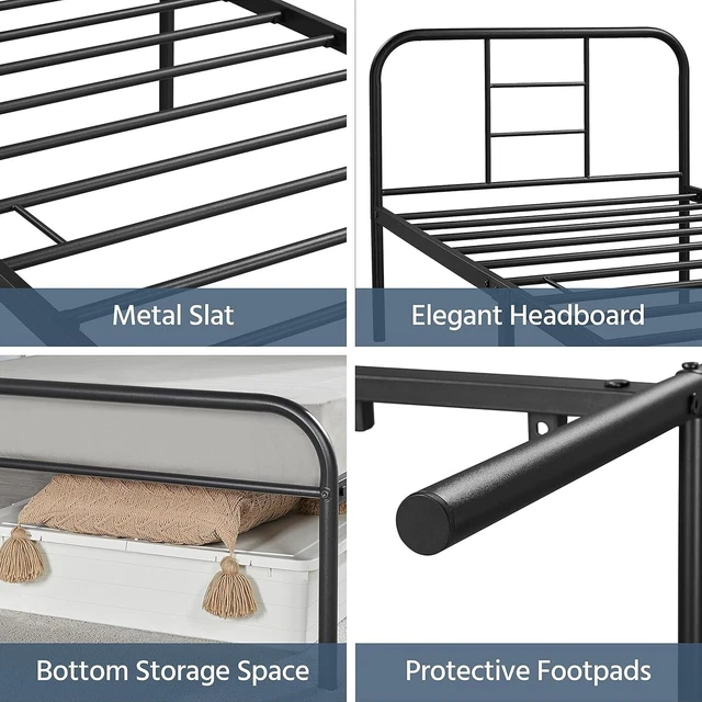 YAHEETECH 3FT SINGLE Bed Frames Metal Bed Frame with Headboard,Strong
