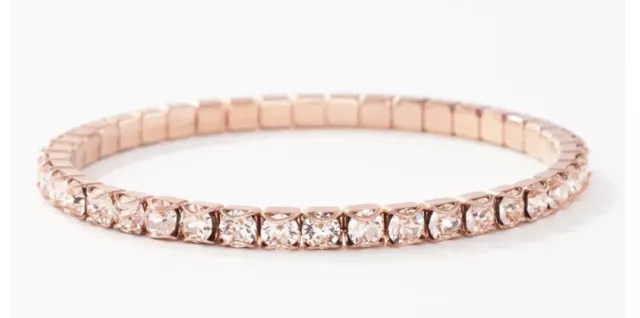 Touchstone Crystal by Swarovski rose gold blush stretch bracelet NEW in pouch