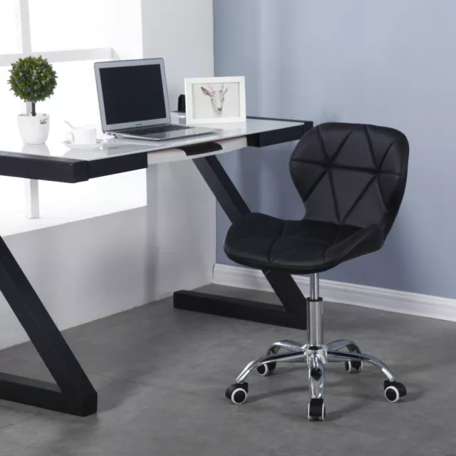 REBOXED Computer Desk Office Chair Chrome Legs Lift Swivel Small Black 2