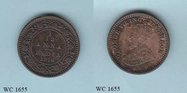 British India 1/12 Anna 1916 (George V) Coin