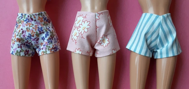 Barbie Doll Clothes.  Handmade Mini Bundle. 3 Pairs of Shorts. No doll